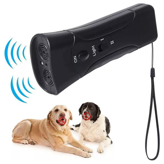 Ultrasonic Bark Arrester Lightweight with LED Flashlight Dog Repeller Plastic Dog Protection Device for Pet Training Accessories